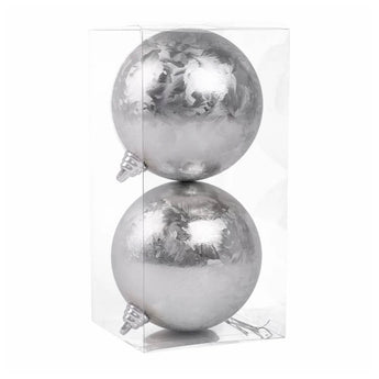 Crystalline Silver Ball Ornaments