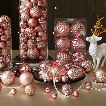 Pink Geometric Ball Ornaments