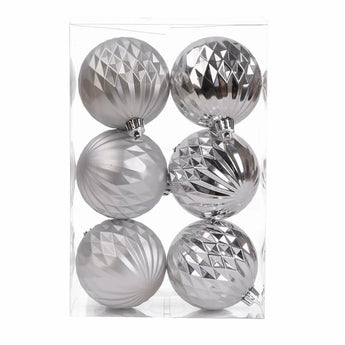 Silver Geometric Ball Ornaments