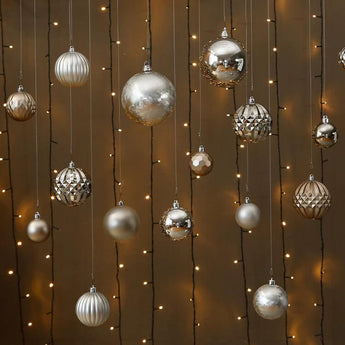 Silver Pumpkin Ball Ornaments