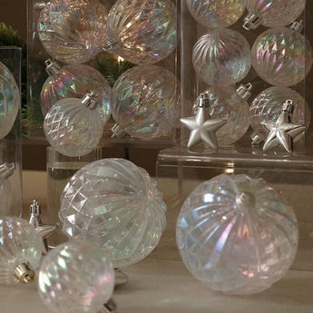 Iridescent Geometric Ball Ornaments